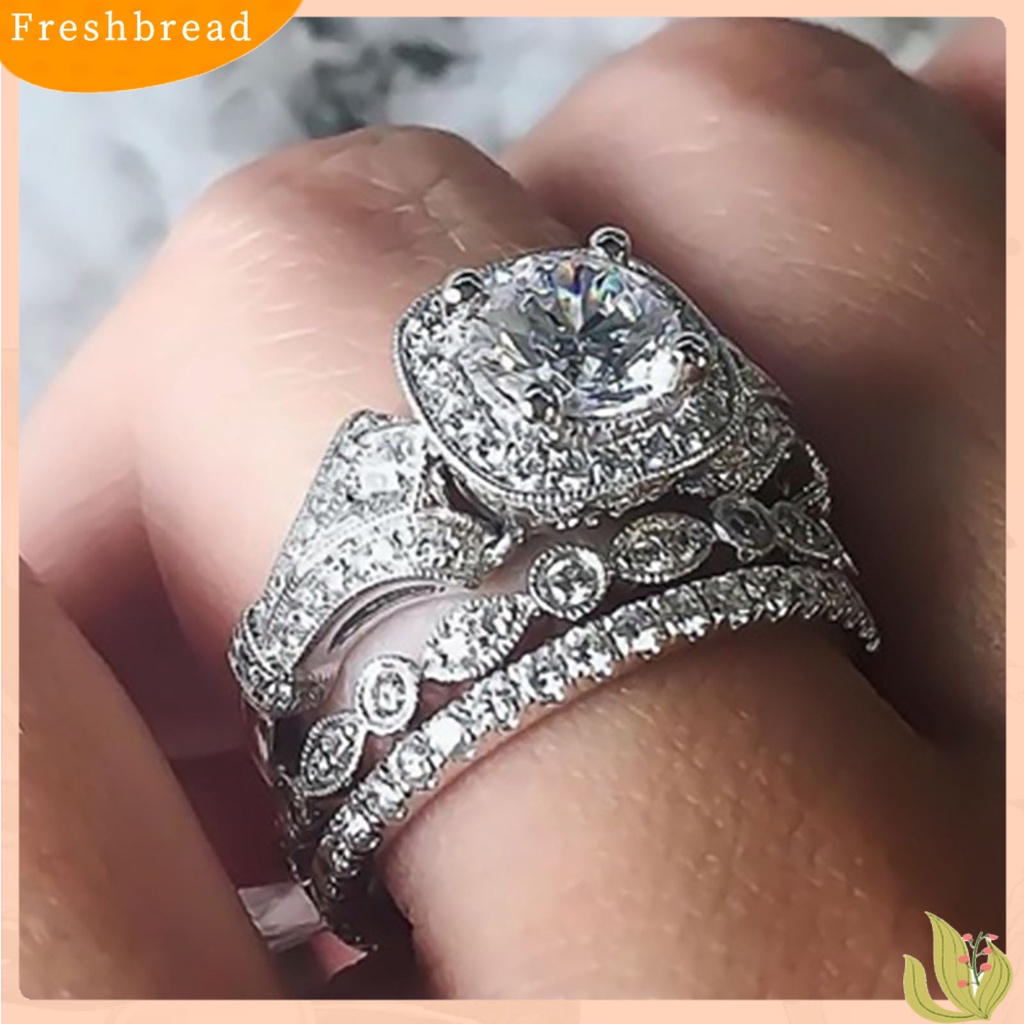 &lt; Freshbread &gt; 3Pcs Cincin Jari Cantik Mengkilap Indah Kreatif Populer Cincin Pernikahan Untuk Pertunangan