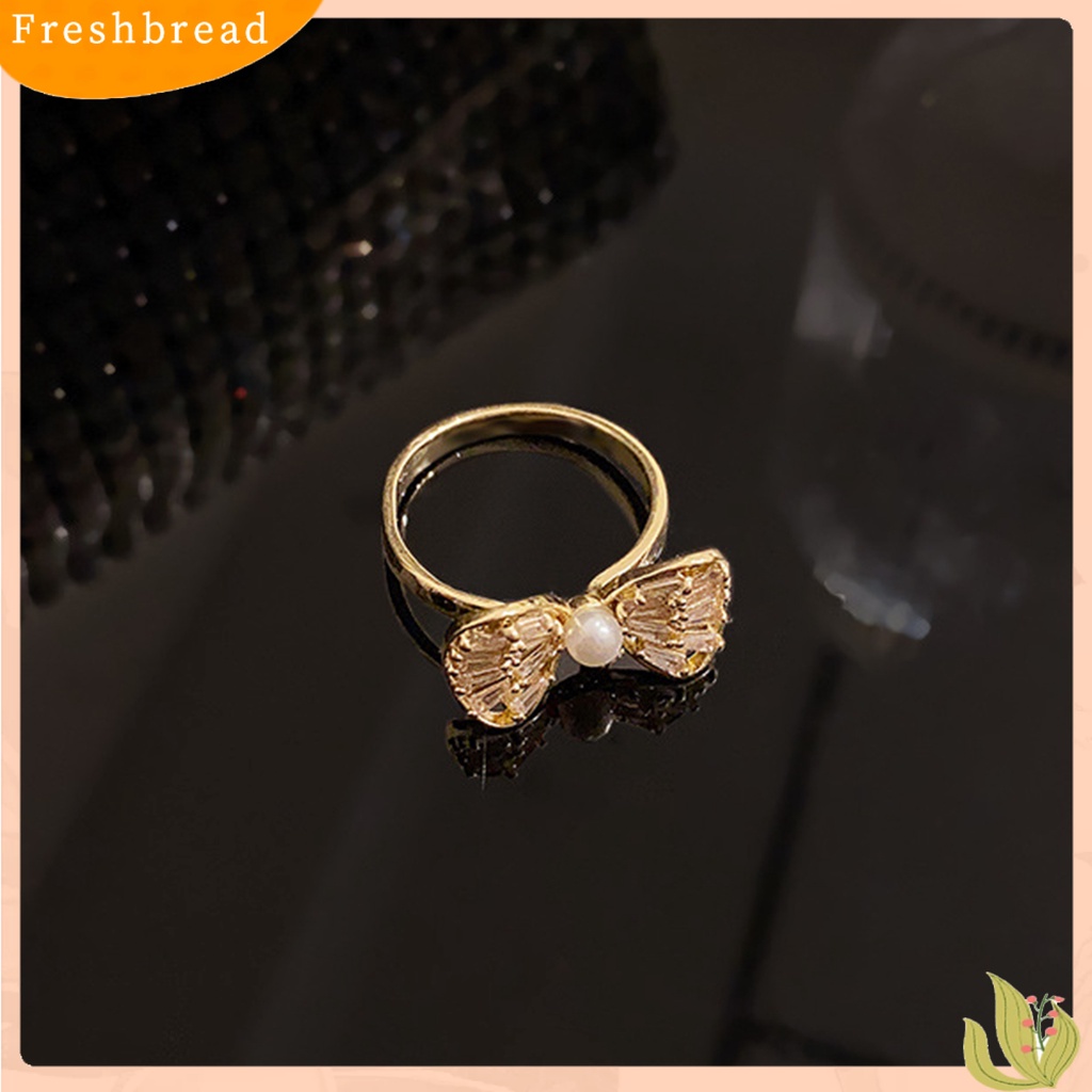 &lt; Freshbread &gt; Wanita Jari Telunjuk Cincin Busur-Simpul Bentuk Berongga Keluar Pembukaan Cubic Zirconia Jari Yang Dapat Disesuaikan Dekorasi Ringan Halus Knuckle Ring Women Jewelry