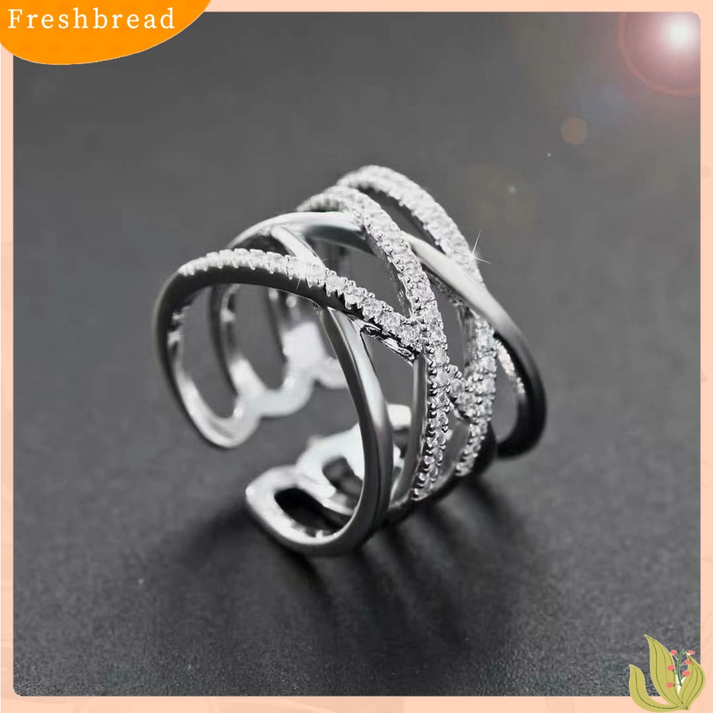 &lt; Freshbread &gt; Cincin Jari Multilayer Berlian Imitasi Perhiasan Pembukaan Cincin Yang Dapat Disesuaikan Aksesori Perhiasan