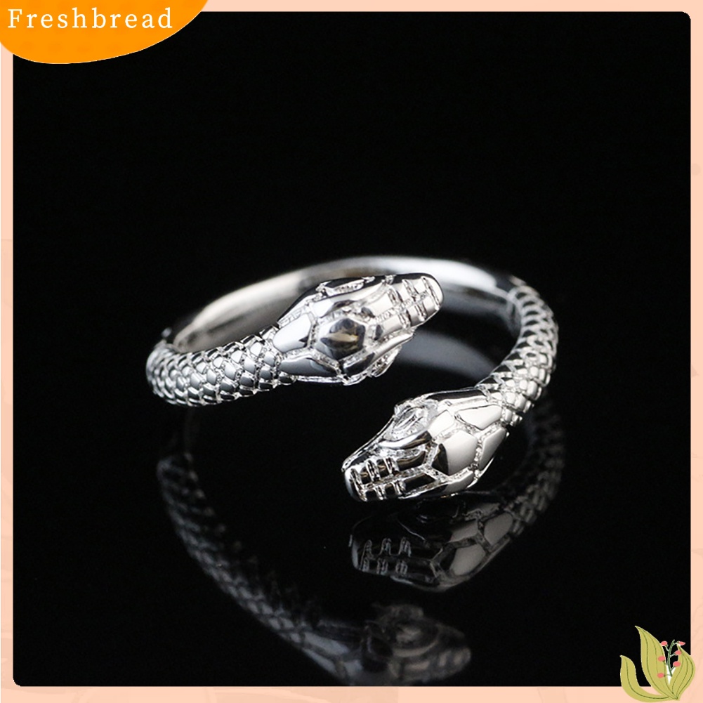 &lt; Freshbread &gt; Pola Kepala Ular Ganda Fashion Wanita Pesta Jari Perhiasan Manset Cincin Band