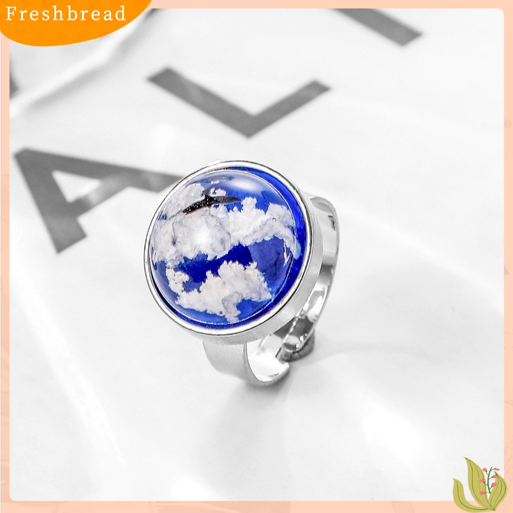 &lt; Freshbread &gt; Wanita Fashion Bulat Tetesan Air Awan Elang Safir Imitasi Bertatahkan Cincin Perhiasan