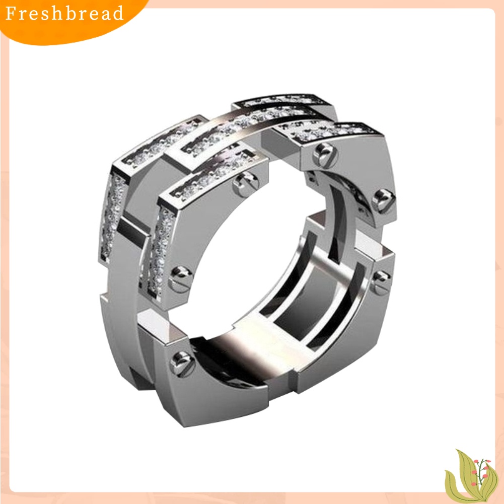 &lt; Freshbread &gt; Fashion Unisex Mekanik Sekrup Berlian Imitasi Bertatahkan Jari Cincin Perhiasan Pesta