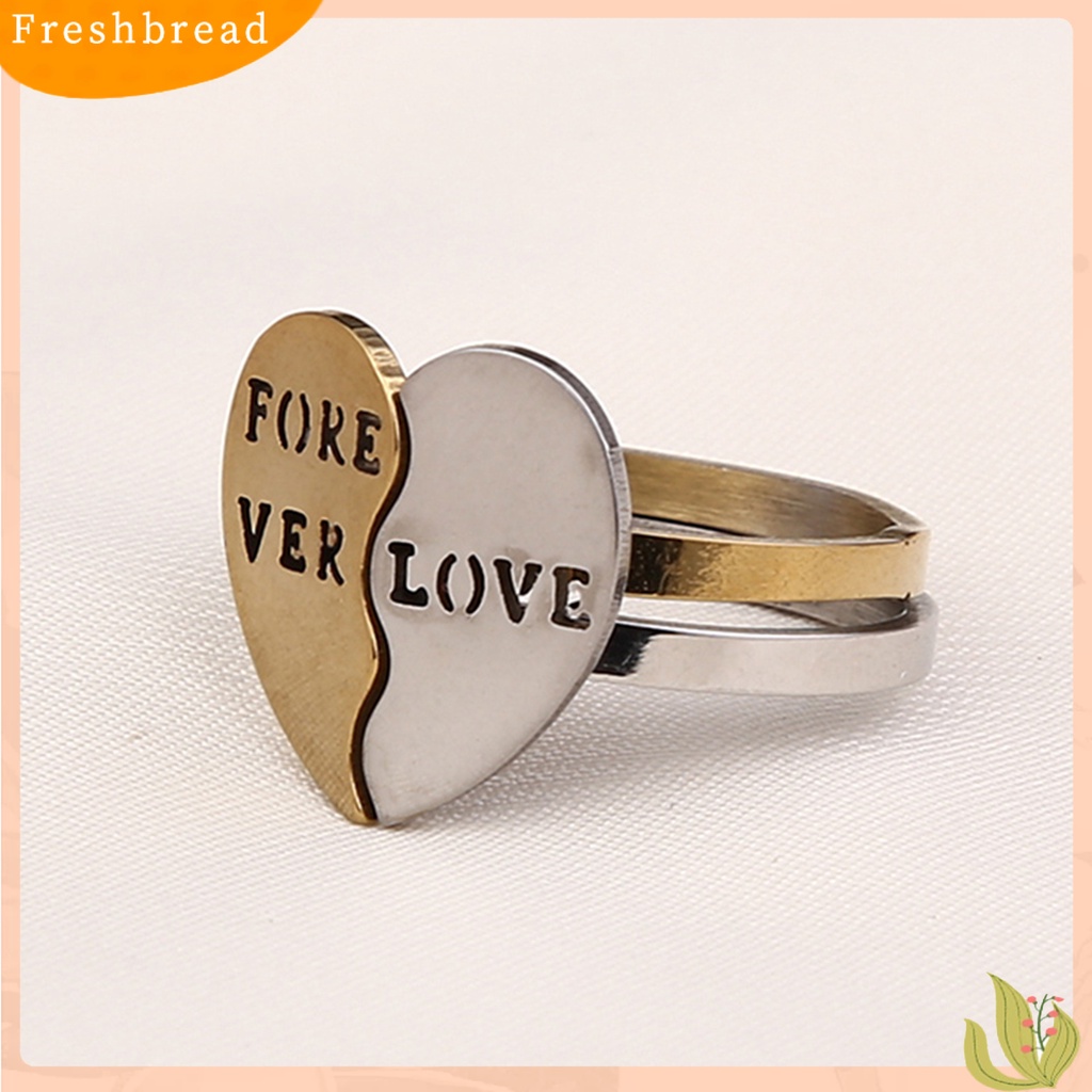 &lt; Freshbread &gt; 2Pcs/Set Cincin Fashion Indah Alloy Stackable Heart Decor Couple Ring Untuk Kehidupan Sehari-Hari