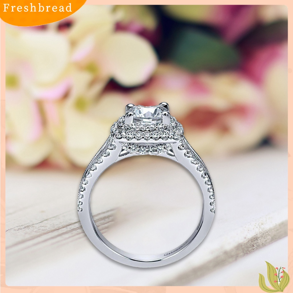 &lt; Freshbread &gt; Cincin Wanita Berlian Imitasi Hias Tidak Luntur Ringan Double Layers Wedding Circlet Untuk Ulang Tahun