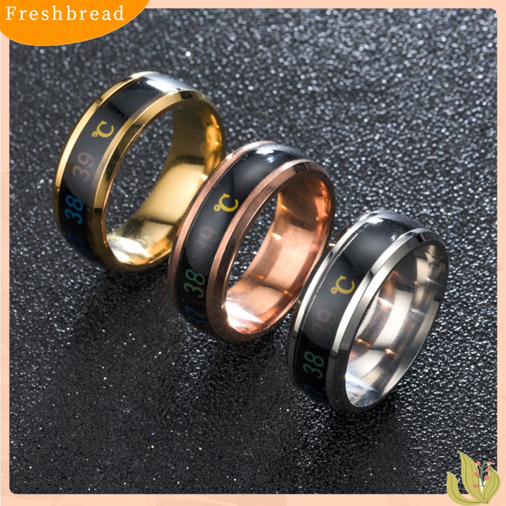 &lt; Freshbread &gt; Chic Sensor Suhu Stainless Steel Unisex Jari Cincin Perhiasan Hadiah Pasangan