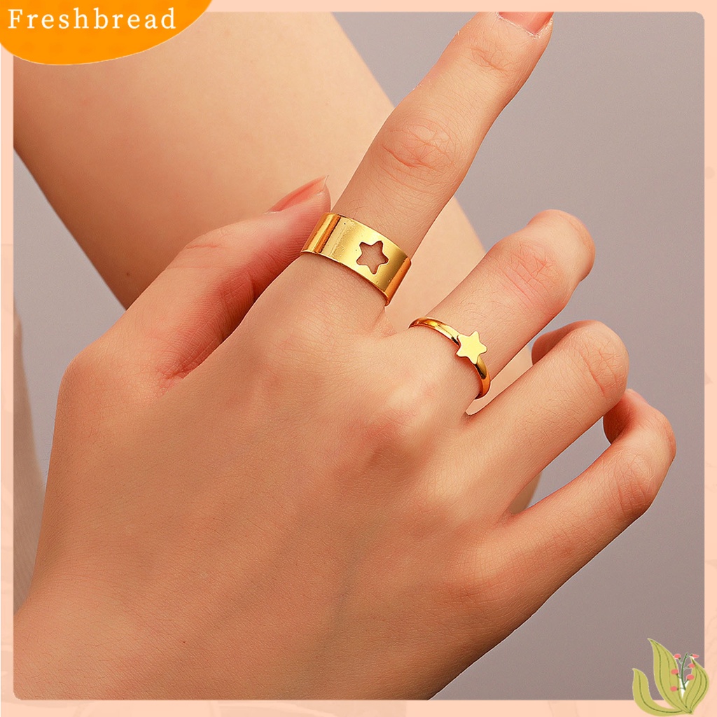 &lt; Freshbread &gt; 2Pcs Cincin Jari Pesawat Bintang Bulan Hollow Pria Wanita Vintage Butterflies Rings Untuk Pernikahan