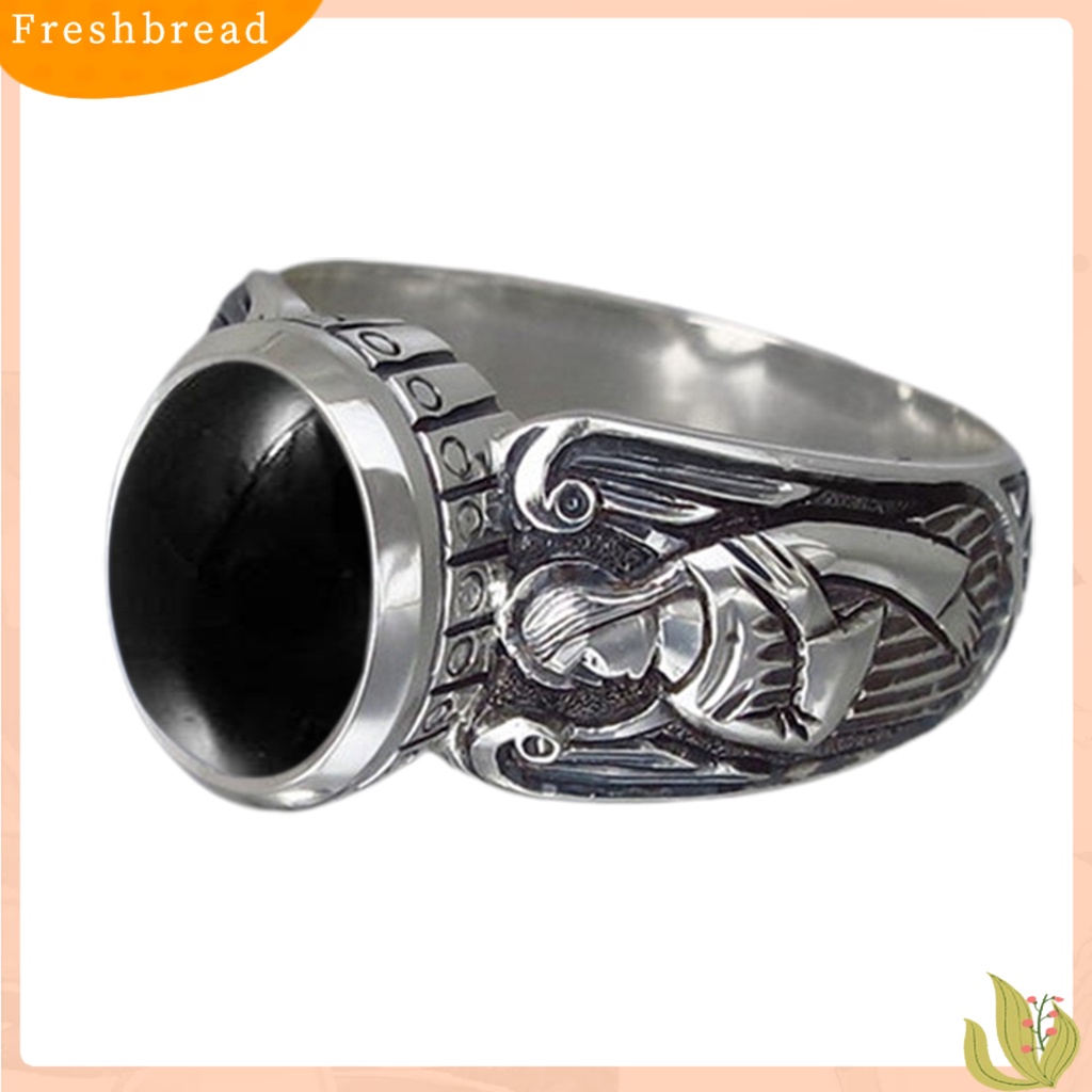 &lt; Freshbread &gt; Lebar Sederhana 2warna Vintage Cincin Wanita Moonstone Angel Pattern Ring Fashion Jewelry