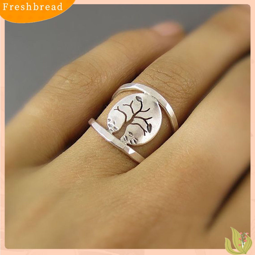 &lt; Freshbread &gt; Klasik Ukir Paduan Berongga Vintage Cincin Motif Burung Pohon Lady Ring Perhiasan Alat Ekstra