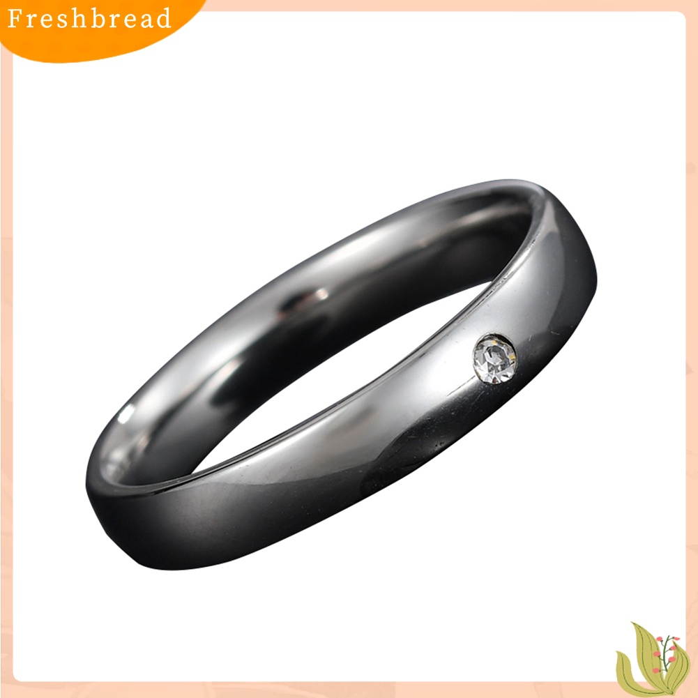 &lt; Freshbread &gt; Ringkas Stainless Steel Berlian Imitasi Bertatahkan Wanita Cincin Jari Dekorasi Pesta Pernikahan