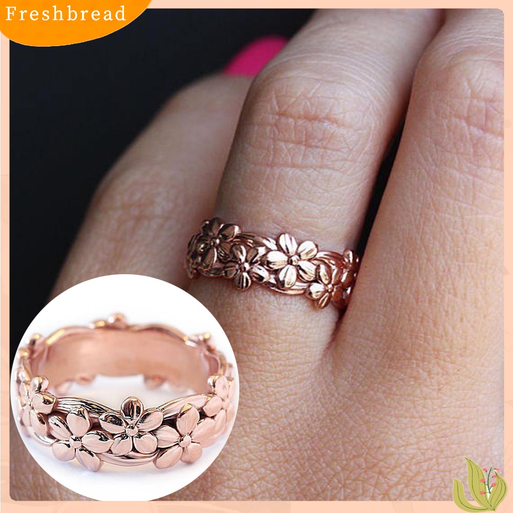 &lt; Freshbread &gt; Lucky Daisy Floral Bunga Jari Cincin Wanita Pertunangan Pernikahan Perhiasan Hadiah