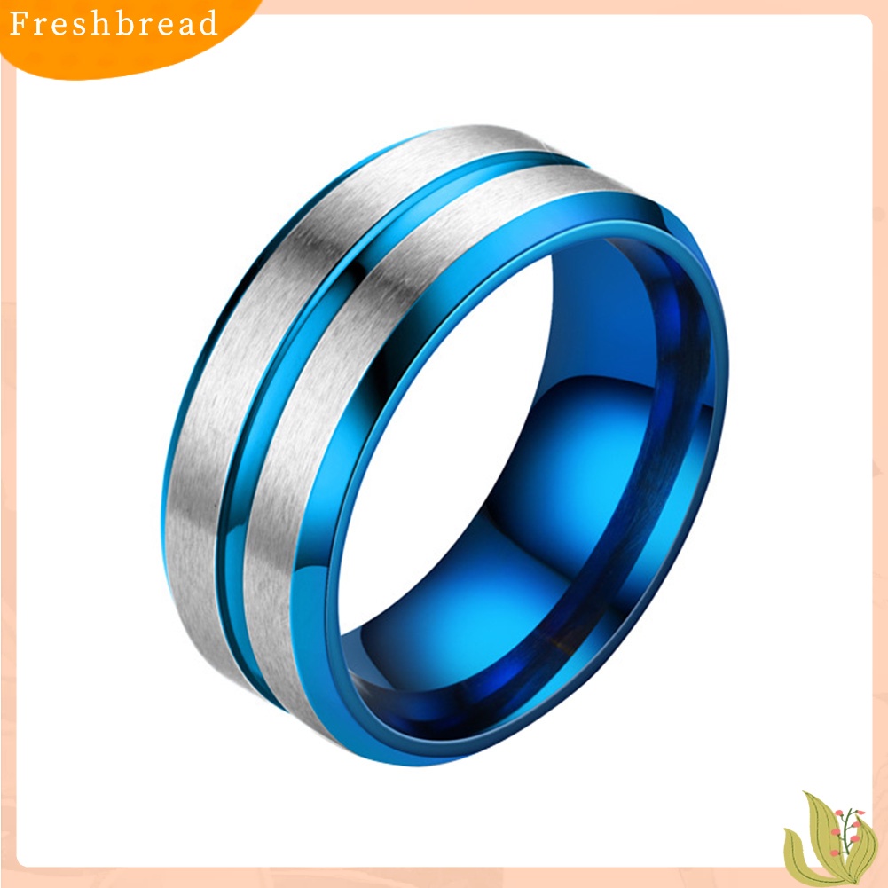 &lt; Freshbread &gt; Fashion Pria Wanita Two Tone Band Finger Cincin Pernikahan Pertunangan Perhiasan Hadiah