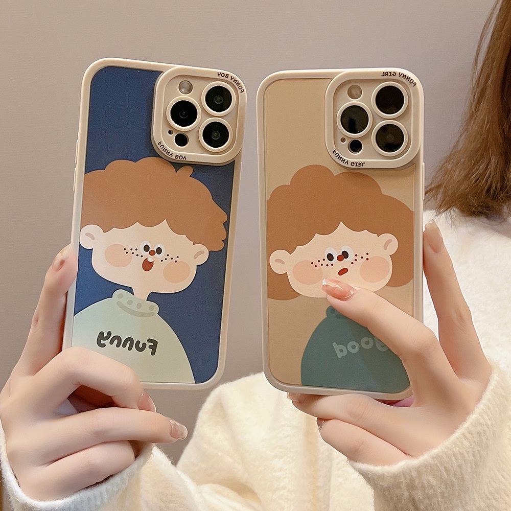 IPHONE [Mata Kucing] Soft Case TPU Anti Slip Untuk Iphone7Plus8 Plus X XS XR XS Max11 13 12 14 PRO Max14 Plus Ins Fashion Kartun Pasangan Cowok Dan Cewek Hadiah