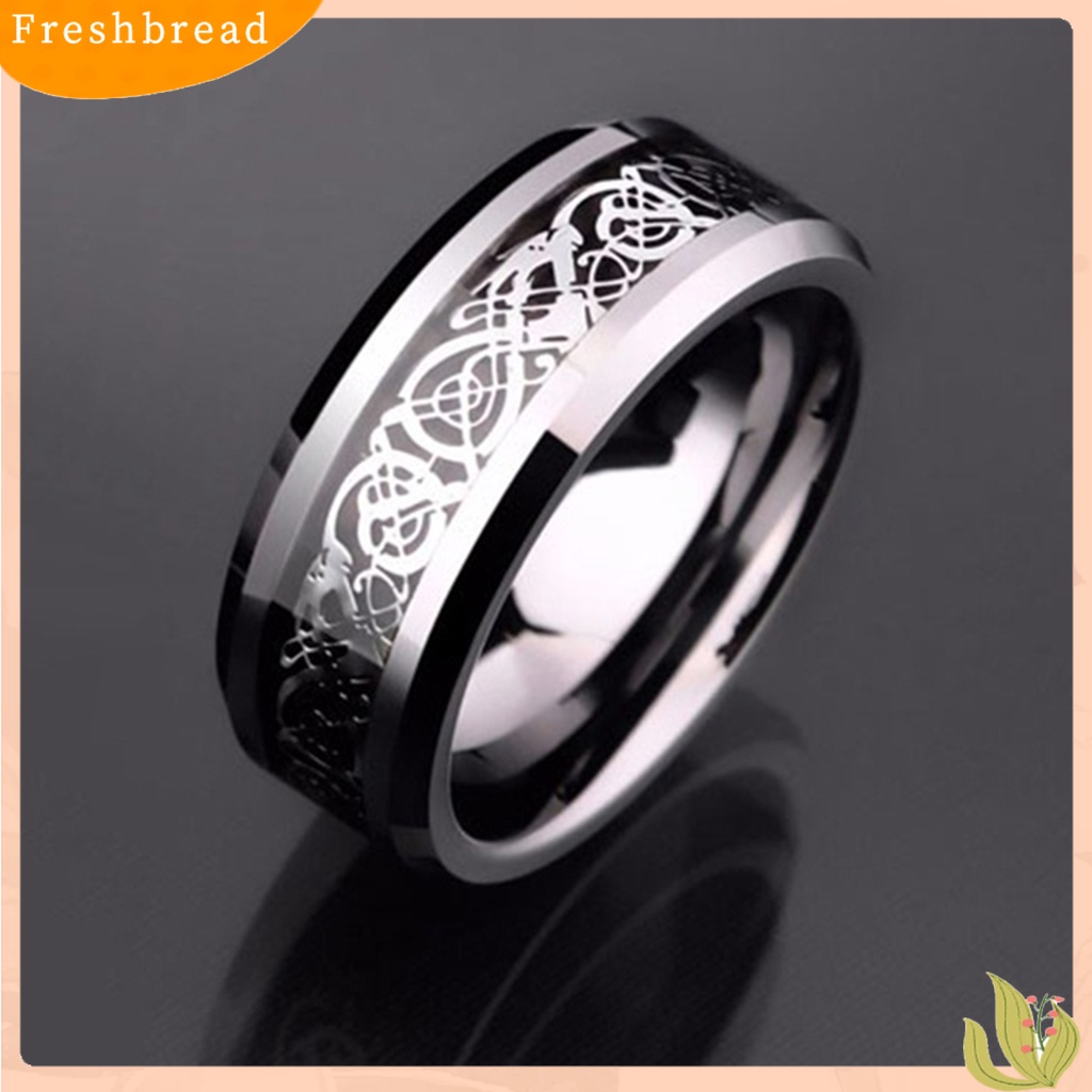 &lt; Freshbread &gt; Unisex Pola Naga Berlian Imitasi Cincin Baja Titanium Pertunangan Perhiasan Hadiah