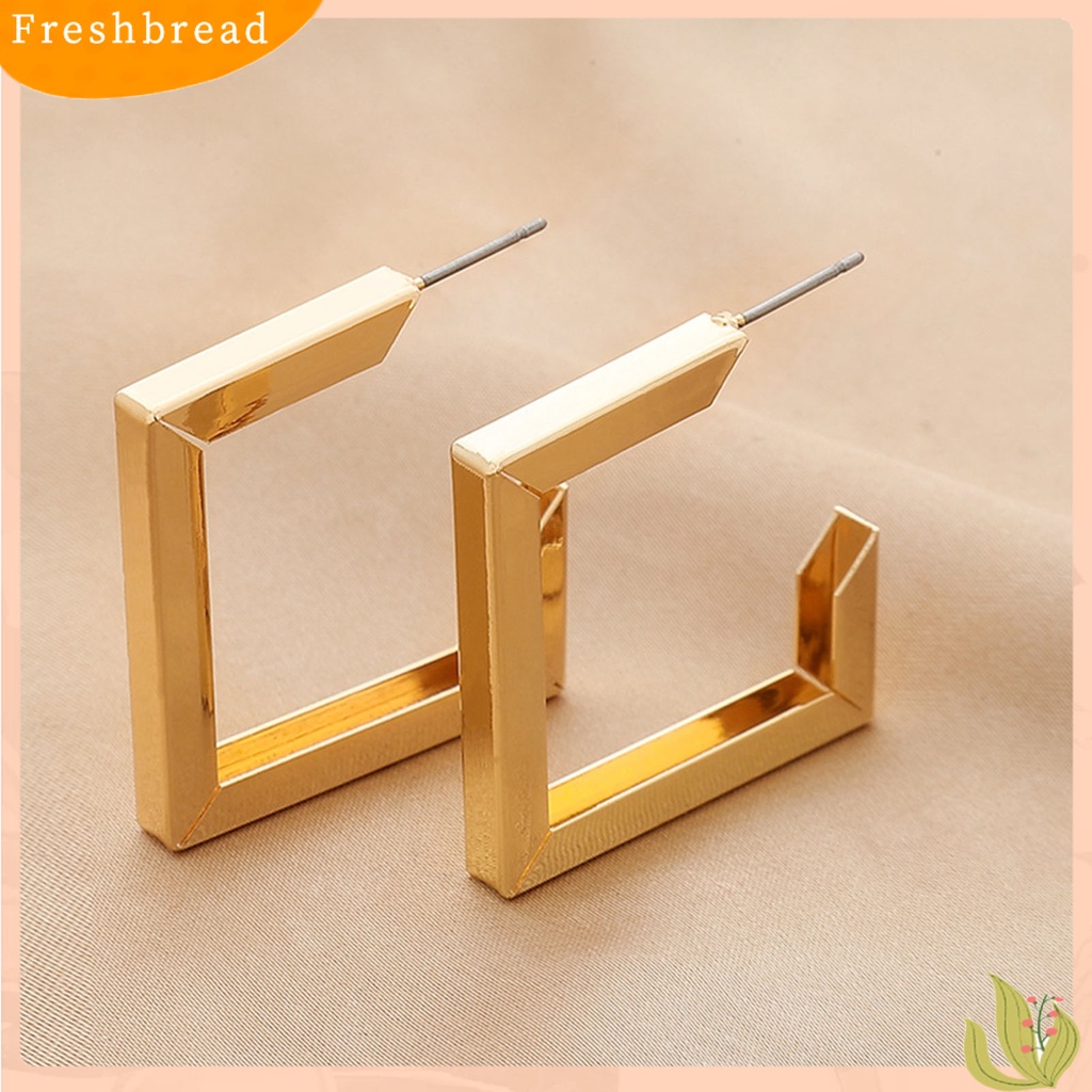 &lt; Freshbread &gt; 1pasang Anting Tusuk Bentuk Rhombic Ins Style Jewelry Plated Geometric Drop Earrings Untuk Pesta