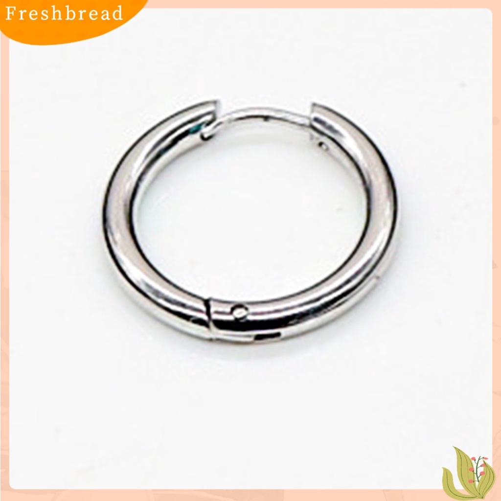 &lt; Freshbread &gt; 1Pc Anting Bulat Tindik Halus Warna Silver Anting Pria Simple Bahan Stainless Steel Untuk Belanja