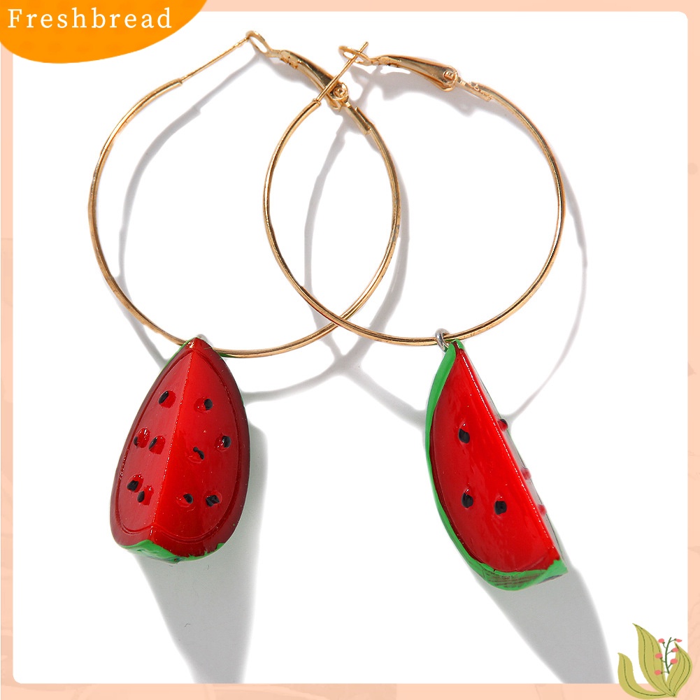 &lt; Freshbread &gt; Wanita Manis Semangka Strawberry Lemon Buah Menjuntai Hoop Earrings Perhiasan Hadiah