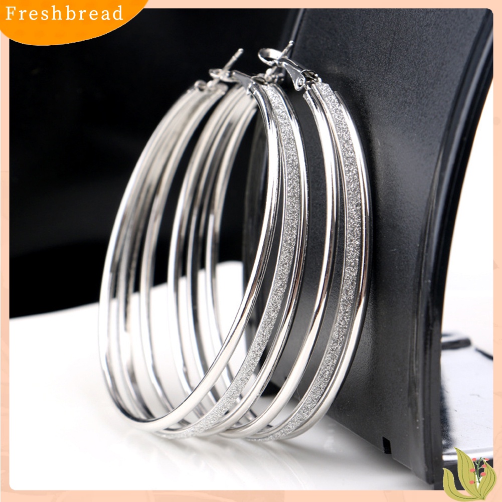 &lt; Freshbread &gt; Wanita Fashion Frosted Multilayer Bulat Lingkaran Menjuntai Anting Pesta Perhiasan Hadiah