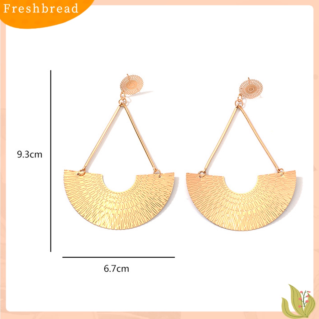 &lt; Freshbread &gt; 1pasang Anting Drop Mengukir Pola Gaya Etnik Berlebihan Berbentuk Kipas Geometris Telinga Ornamen Kepribadian Bohemia Anting Menjuntai Besar Untuk Pacaran