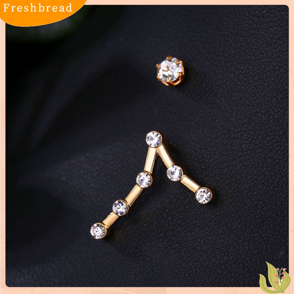 &lt; Freshbread &gt; Kreatif12Rasi Berlian Imitasi Pesona Stud Anting Wanita Asimetri Perhiasan