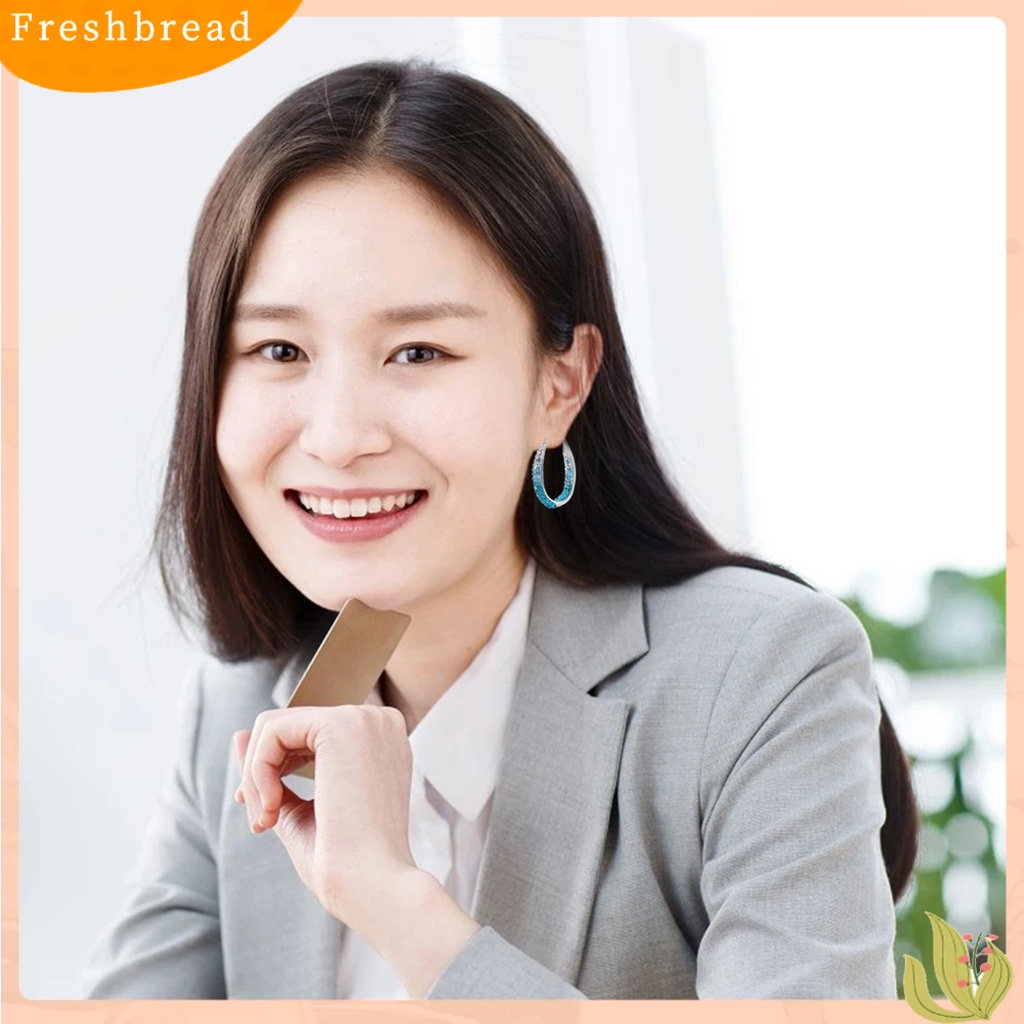 &lt; Freshbread &gt; 1pasang Anting Hoop Hias Berlian Imitasi Bahan Alloy Valentine Day Huggie Earrings Untuk Wanita