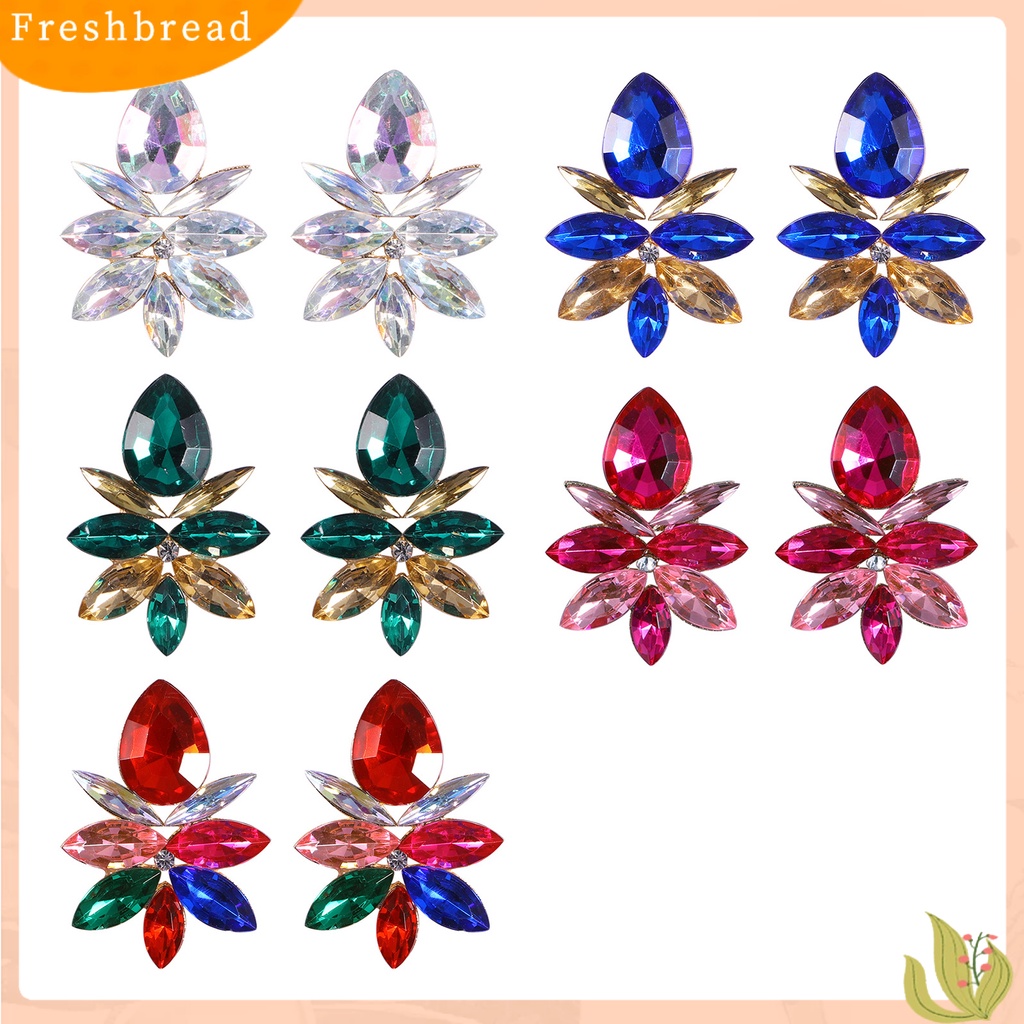 &lt; Freshbread &gt; 1pasang Anting Drop Wanita Indah Tahan Lama Alloy Fashion Mewah Berlian Imitasi Anting Tetesan Air Untuk Pesta