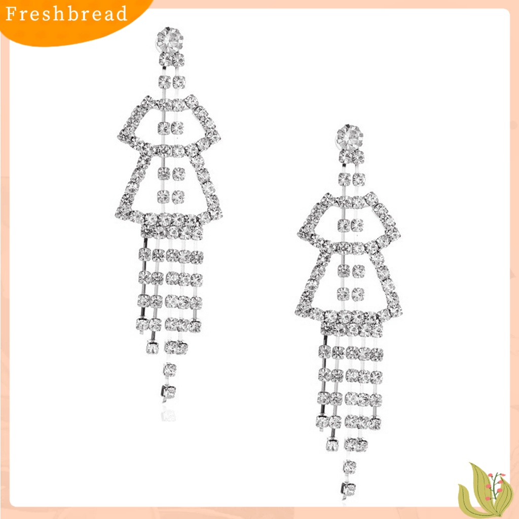 &lt; Freshbread &gt; 1pasang Anting Menjuntai Jumbai Mengkilap Perhiasan Penampilan Fashion Anting Stud Panjang Untuk Pernikahan