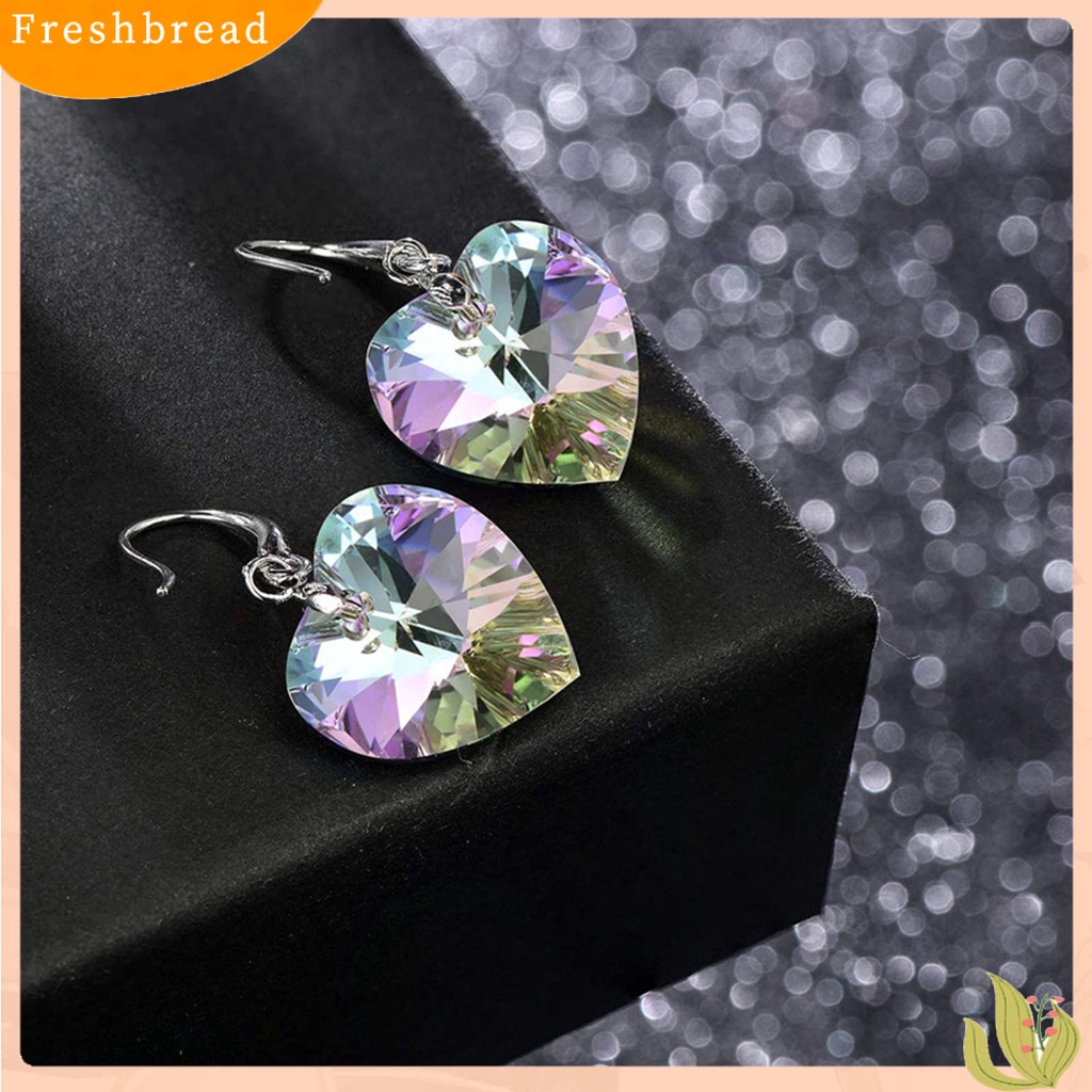 &lt; Freshbread &gt; 1pasang Anting Kait Fashion Semua Cocok Hati Anting Drop Kristal Imitasi Untuk Liburan