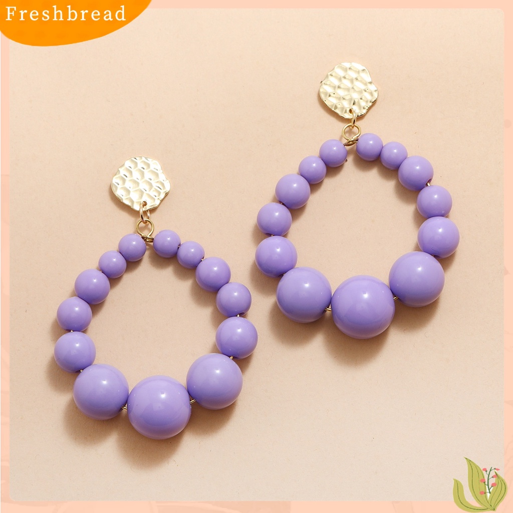 &lt; Freshbread &gt; 1pasang Anting Pejantan Bola Warna Vibrant Tekstur Berlebihan Full Color Daily Wear Manik-Manik Plastik Wanita Stud Earrings Pakaian Sehari-Hari