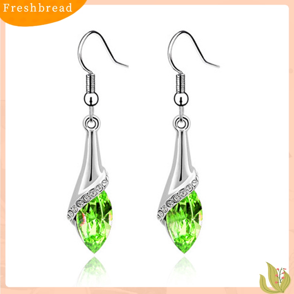 &lt; Freshbread &gt; 1pasang Anting Liontin Berkilau Gaya Sederhana Bentuk Kreatif Elegan Warna Vibrant Hias Alloy Permata Imitasi Tetesan Air Wanita Anting Menjuntai Untuk Wanita