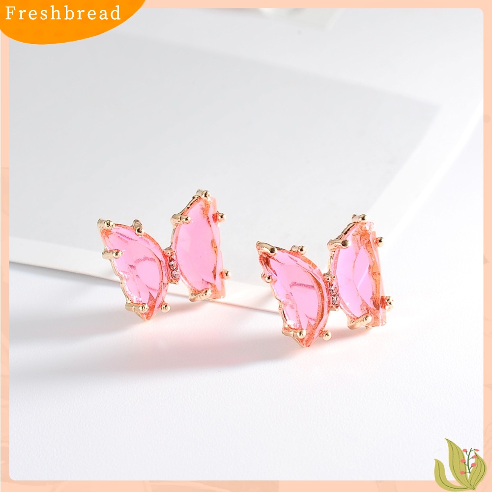 &lt; Freshbread &gt; Transparan Kupu-Kupu Telinga Pejantan Sederhana Kristal Imitasi Anting Wanita Eardrop Perhiasan