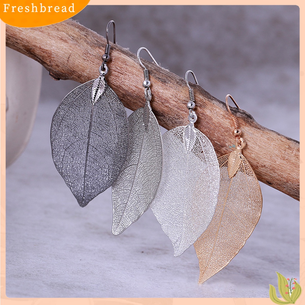 &lt; Freshbread &gt; Pohon Daun Bentuk Alloy Hollow Bright Menjuntai Anting Kait Perhiasan Fashion Untuk Pernikahan