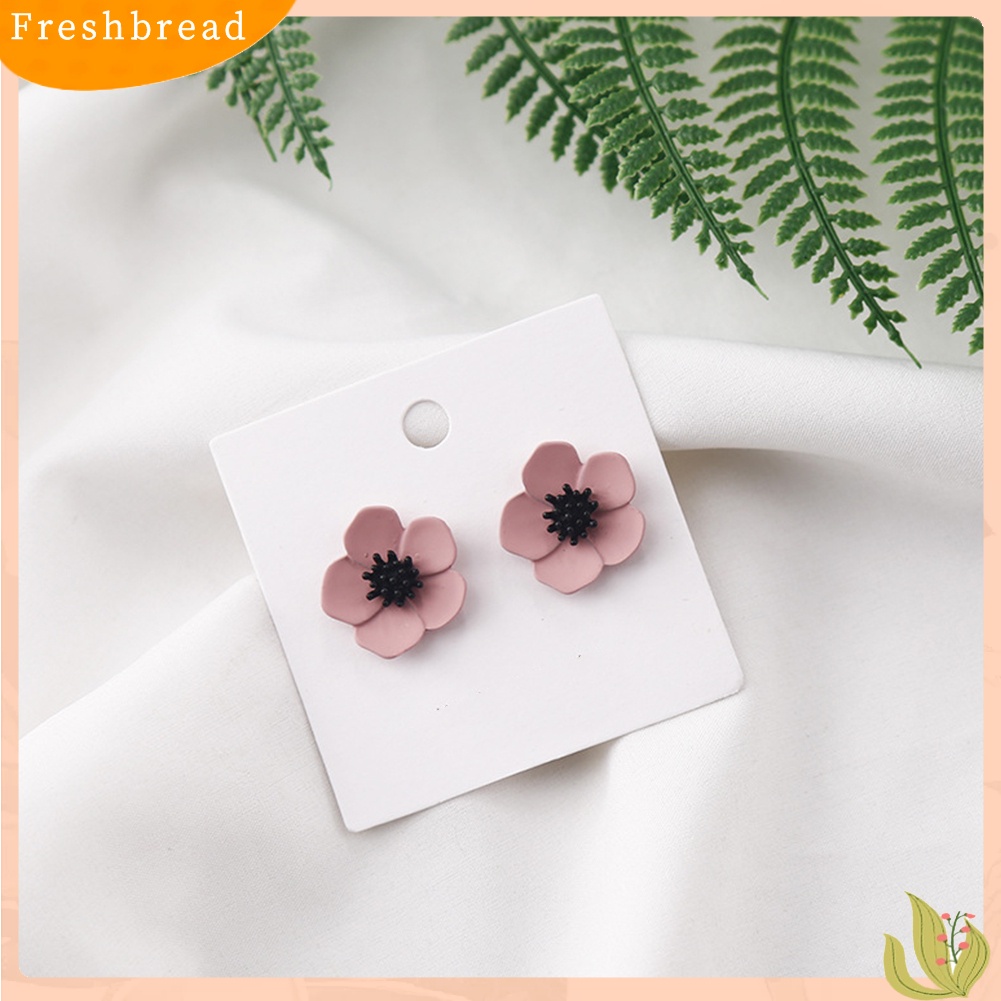 &lt; Freshbread &gt; Wanita Fashion Lukisan Bunga Mutiara Imitasi Bibir Merah Stud Earrings Perhiasan Hadiah