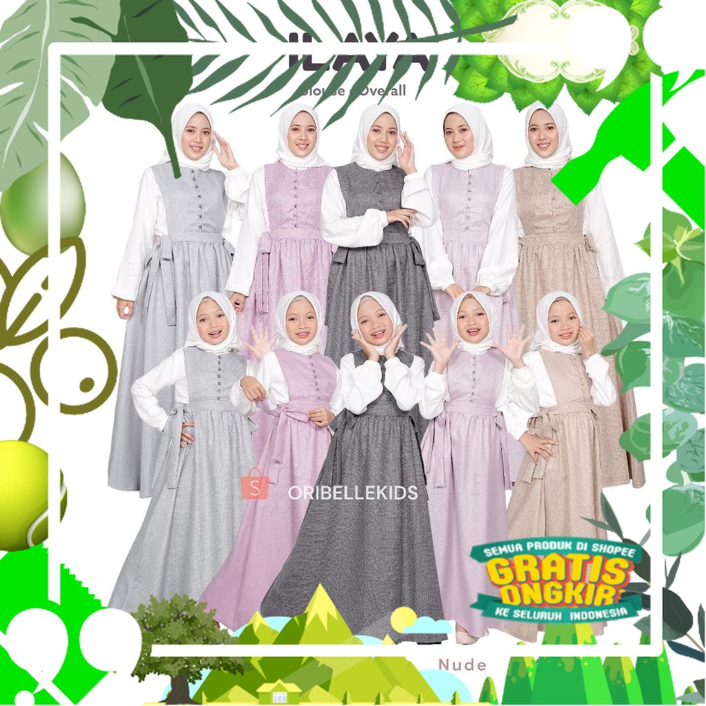 Oribelle kids/dress muslim/Baju Overall Anak Perempuan Katun/oribelle Overal Set /oribelle/Pakaian A