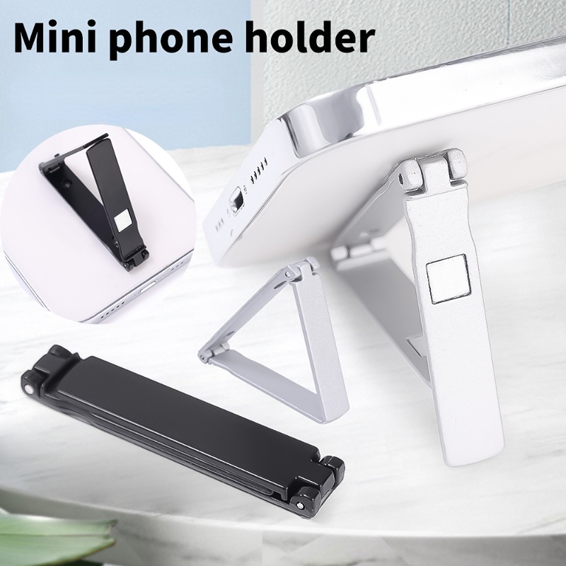 Mini Alloy Phone Stand Ultra-Tipis Menarik Aksesoris Penopang Ponsel Universal Pembukaan Ganda Braket Lipat Portabel Tak Terlihat Desktop Holder