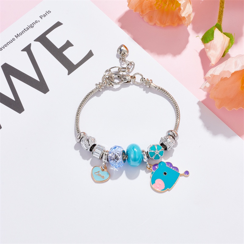 XiaoboACC Fashion Korea Kpop Idol Gambar Kartun Liontin DIY Stainless Steel Terbuka Dapat Disesuaikan Gelang