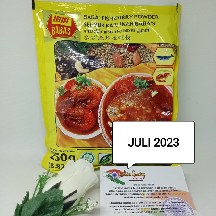 

[Ready Stock]cod Bumbu Kari Ikan Babas / Fish Curry Powder Babas 250gr - SEPTEMBER 2023