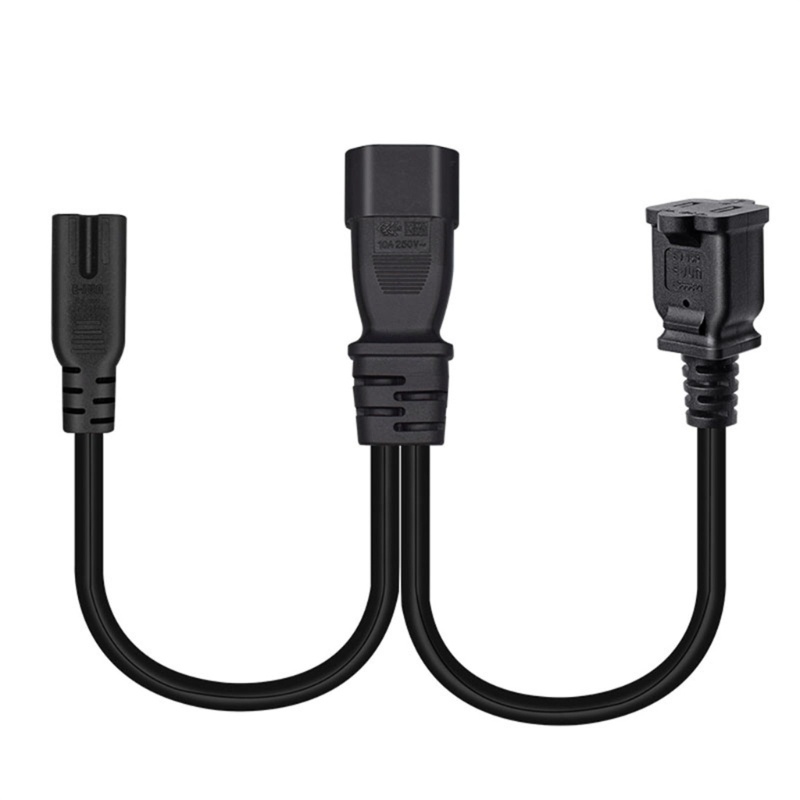 Zzz 1ft IEC C14 Male Plug to C7+1-15R Female Socket Y Split Power Extension Kabel