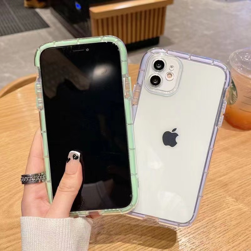 IPHONE Casing Ponsel Bingkai Glow Mewah Untuk Iphone11 12 13 14 Pro Max Plus X Xs Xr 7 8 Plus Case Cover