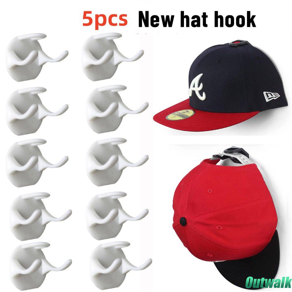 Hooks 5 Buah Kait Topi Berperekat Bebas Lubang Pemegang Topi Gantungan Pintu Portabel Lemari Gantungan Dinding untuk Pengatur Topi Bisbol untuk Pintu Dinding