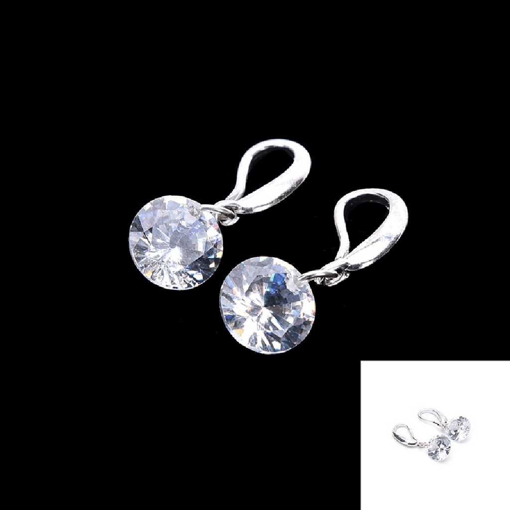 Deid 1pasang Elegan Fashion Perak Berlapis Wanita Kristal Berlian Imitasi Ear Stud Earrings Martijn