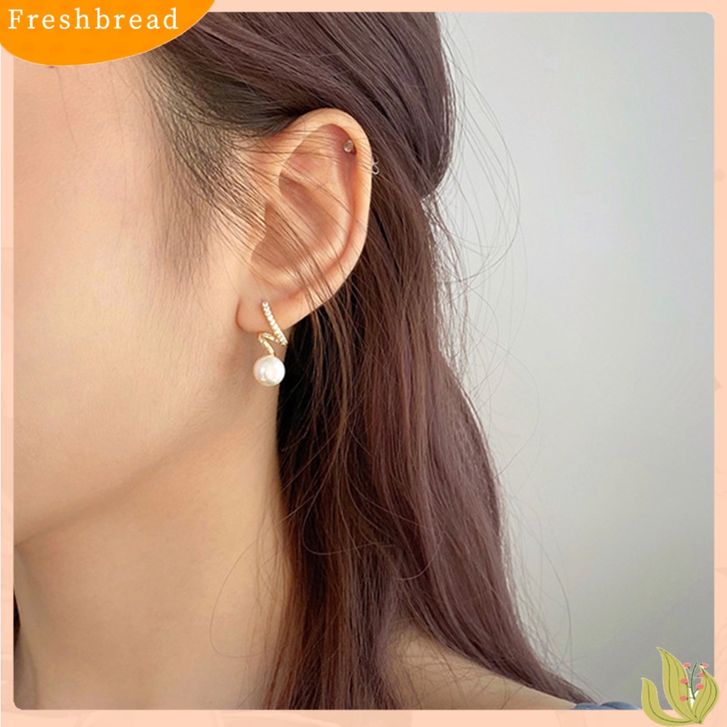 {In Stock} 1pasang Anting Pejantan Memutar Berlian Imitasi Perhiasan Gaya Korea Mutiara Imitasi Stud Earrings Jewelry Hadiah