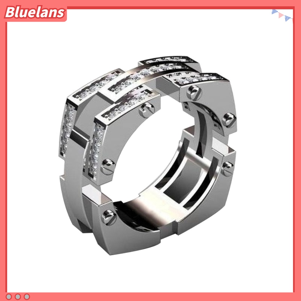 {In Stock} Fashion Unisex Mekanik Sekrup Berlian Imitasi Bertatahkan Jari Cincin Perhiasan Pesta