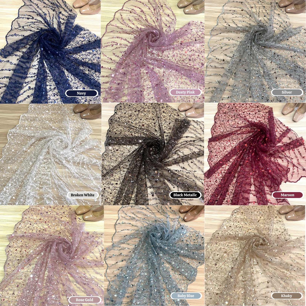 Tulle Tile Payet Spangle / Tile Payet Spangel / Tulle Sequin / Tile Shine Premium