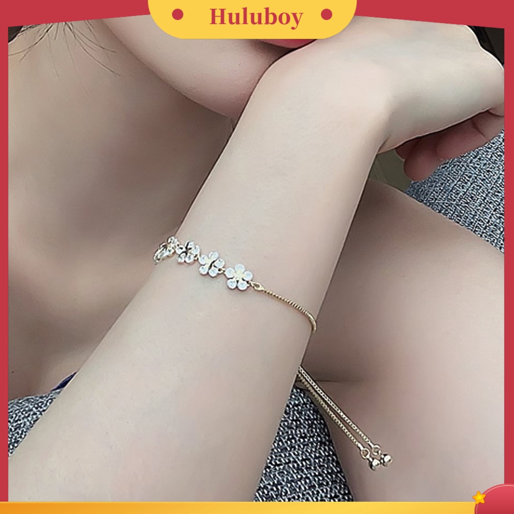 {Ready Stock} Rantai Perhiasan Hadiah Indah Dekorasi Wanita Emas Lima Bunga Gelang Untuk Harian