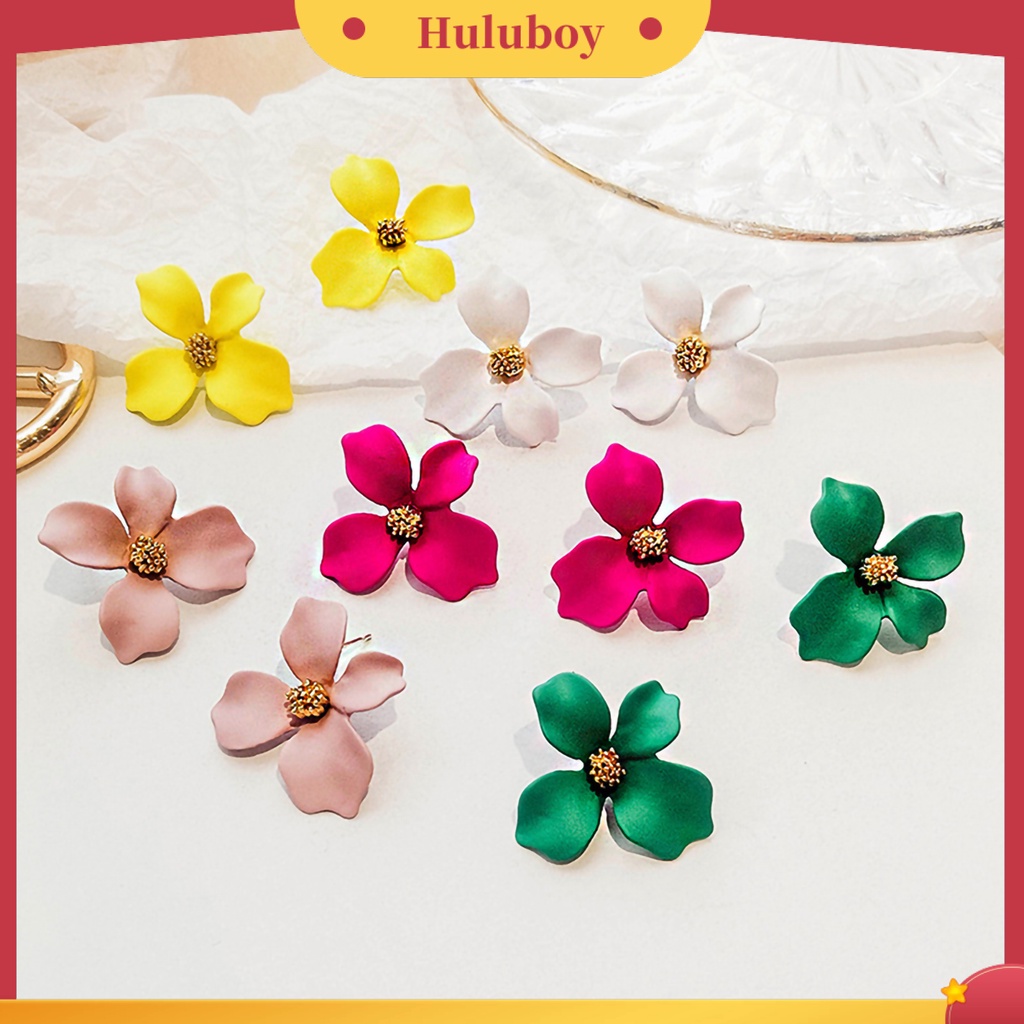 {Ready Stock} 2Pcs Anting Wanita Bentuk Bunga Bahan Alloy Anti Karat Ear Studs Earrings Jewelry Untuk Pesta