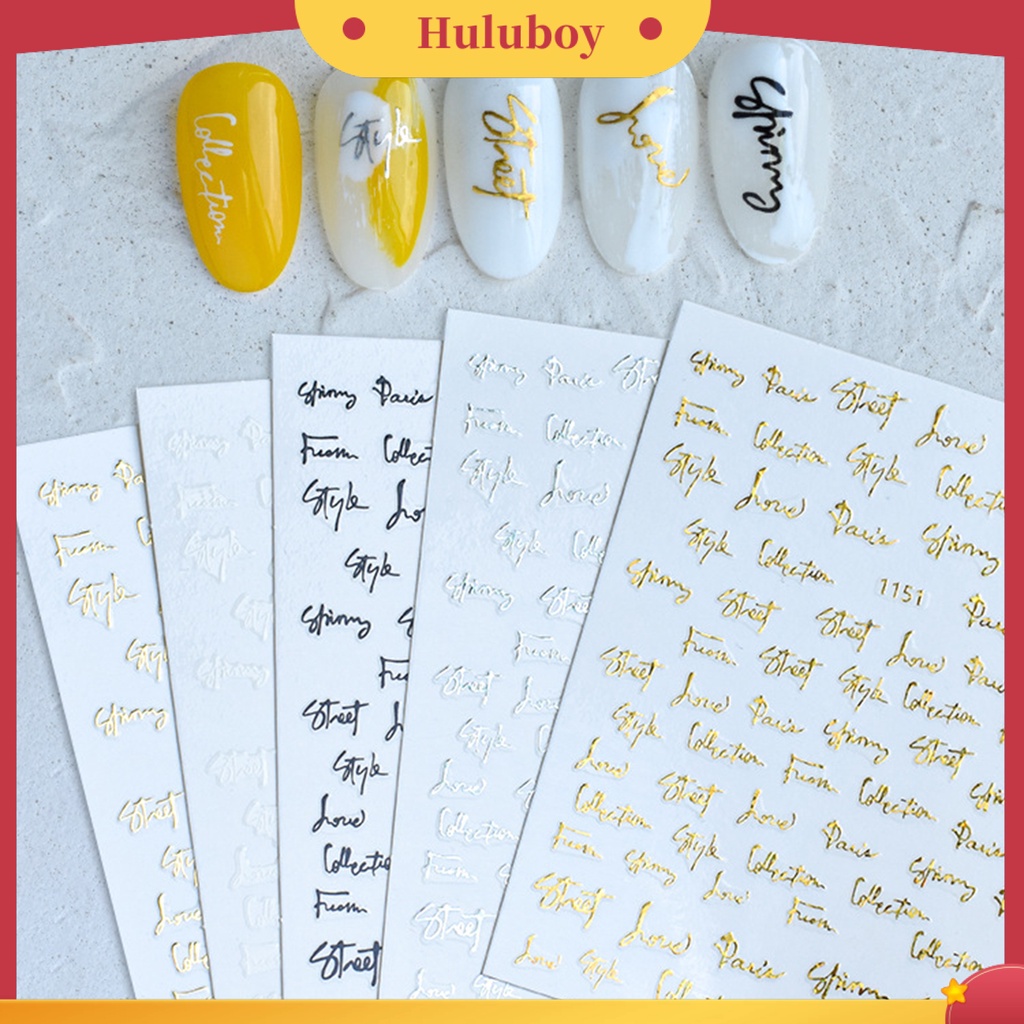 {In Stock} Stiker Kuku Glitter DIY Aneka Gaya Huruf Hologram Perekat Slider Hiasan Bungkus Warna-Warni Untuk Manicure