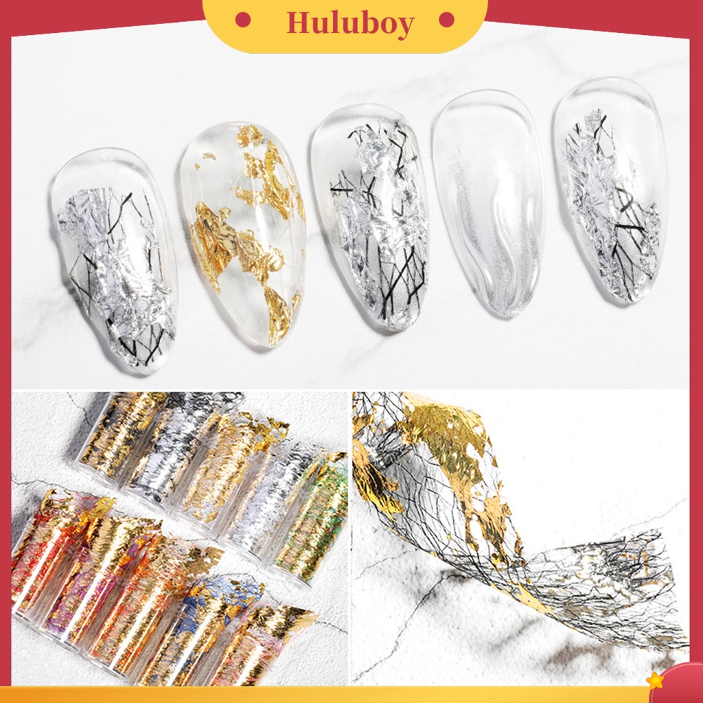 {In Stock} Nail Foil Hias Mudah Ditempel Banyak Warna Golden Sally Jaring Manicure Foil Untuk Wanita