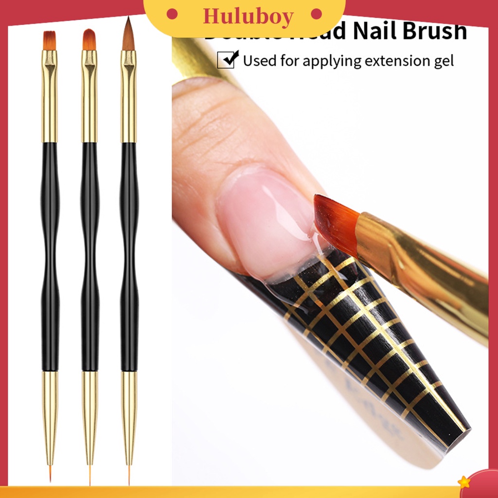 {In Stock} Nail Art Pen Dual Head Comfortable Grip Ergonomic Handle Ultra-light Aplikasi Lebar Dekoratif Sikat Kuku Plastik Lukisan Liner Pen Manicure Design Perlengkapan Kuku