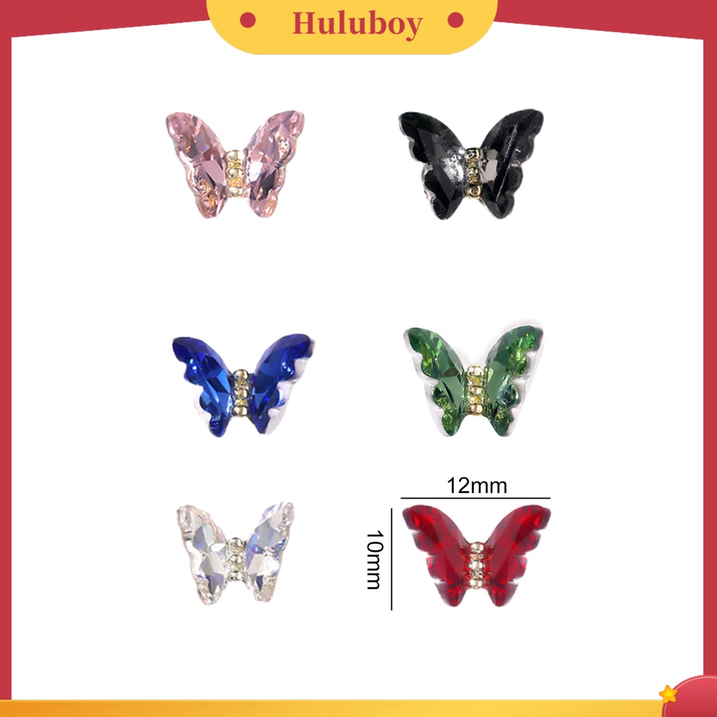 {In Stock} 10Pcs Nail Art Decor Bersinar Tiga Dimensi Gloss Tidak Luntur DIY Kristal Imitasi Manicure Craft Butterfly Nail Charm Nail Salon Supply