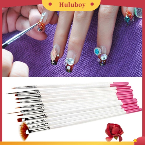 {In Stock} 12x Nail Art Polish Lukisan Serut Pens Brush Tips Tools Set UV Gel Nail Brushes